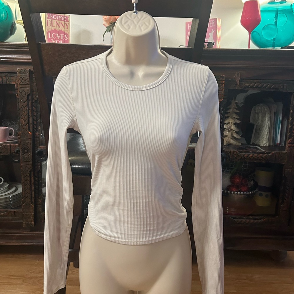 lululemon athletica All It Takes Back-Twist Ribbed Long-Sleeve Shirt; Ivory